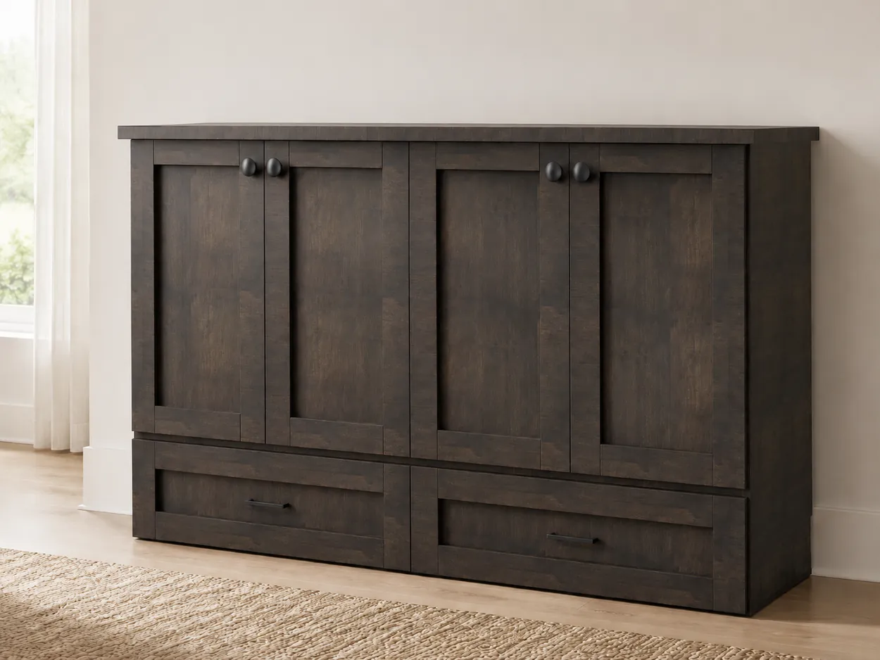 The same bed folded into a handsome cabinet