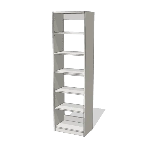Shelves over Shelves reach-in closet module, 16" deep with an open front. 24" wide in Classic White with chrome hardware