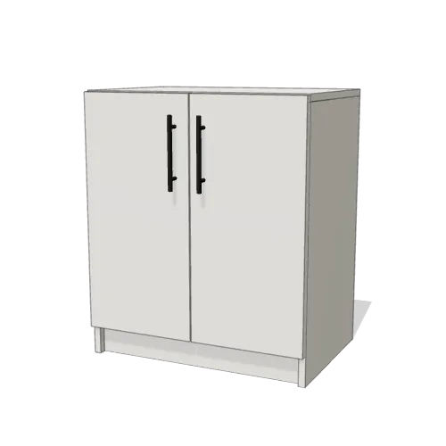 Doors Horizontal Side Cabinet, 24 inches wide, shown shut in Pure White with black pulls